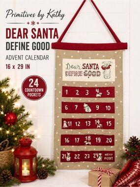 Primitives by Kathy Dear Santa Define Good Christmas Advent Calendar 16x29